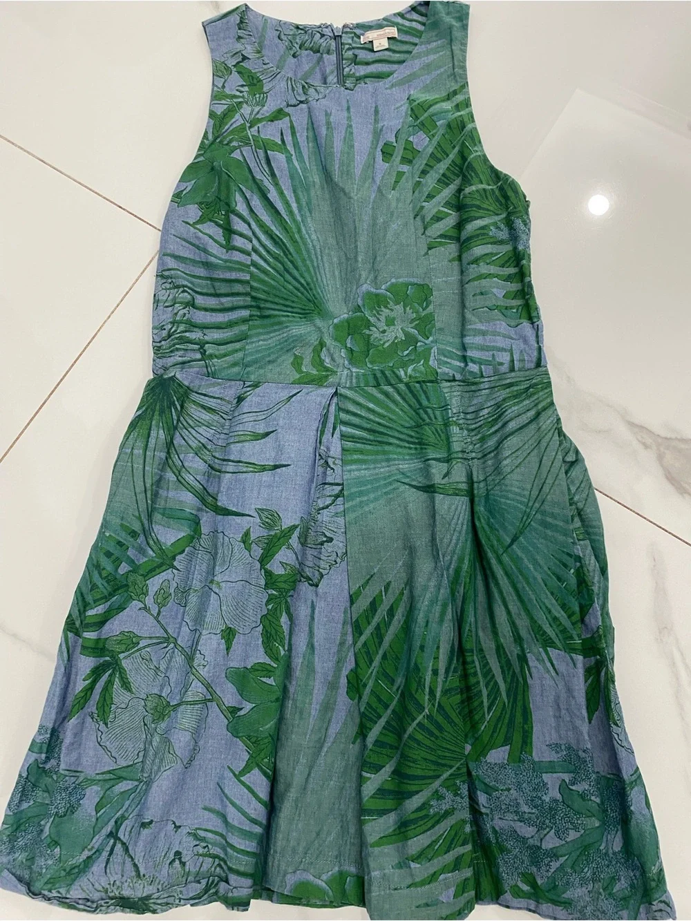 GAP Girls Green and blue Palm Leaf print Sleeveless Casual Dress
